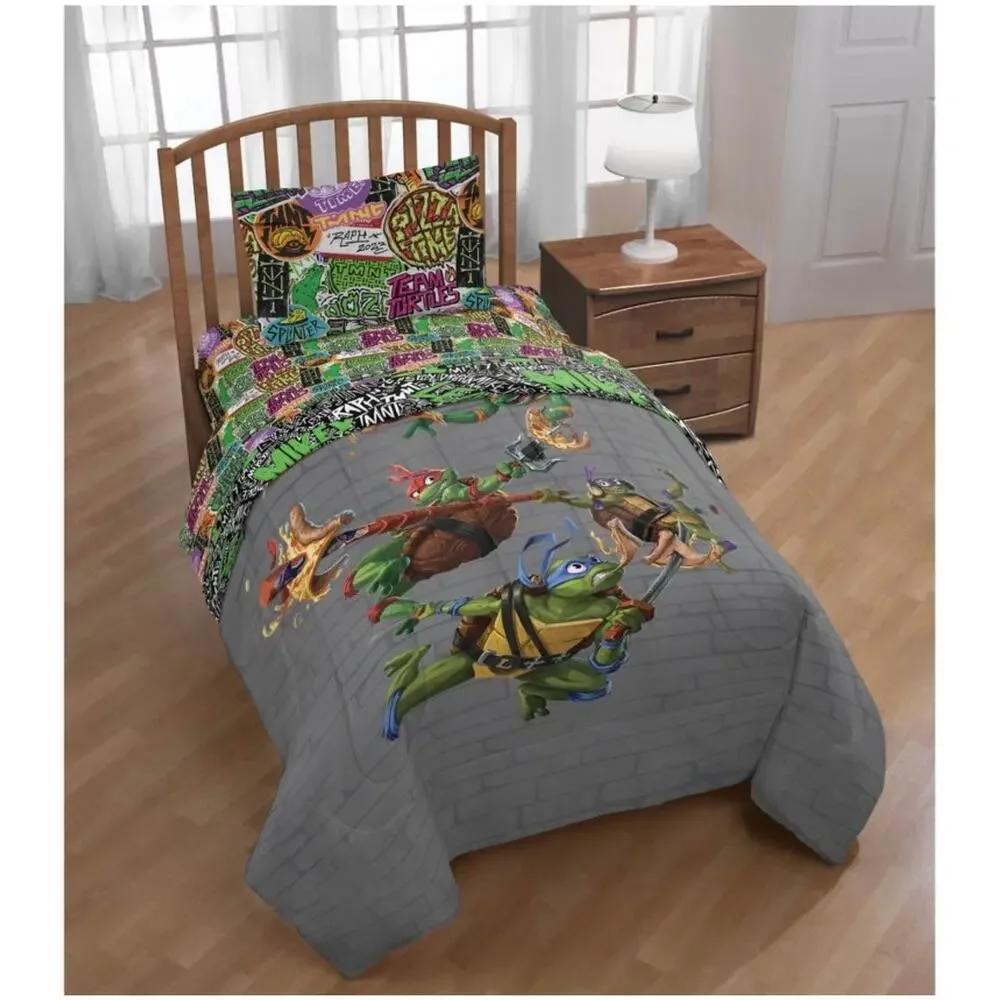 Teenage Mutant Ninja Turtles Twin Comforter Set 4 Pc Bedding Set